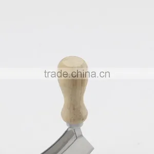 Wooden Handle Stainless Steel Double Blade Cheese Cutter Mincing Knife Mezzaluna Chopper thumbnail-4