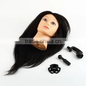 Real Human Hair Hairdressing Training Head With Clamp Salon Mannequin Head thumbnail-1