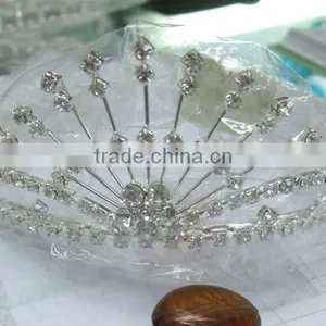 Silver Fashion Rhinestone Crystal Jeweled Hair Crown Women Hair Accessories Tiaras thumbnail-1