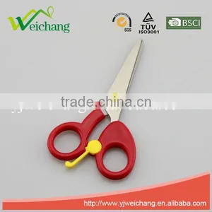 WCSC222 Premium Novelty Wholesale Soft Handle Colorful School Children Plastic Scissors With Safe Lock New Handle Design thumbnail-1