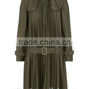 Women Pleated Overcoat/overwear,women Slim Skirted Dress, thumbnail-2
