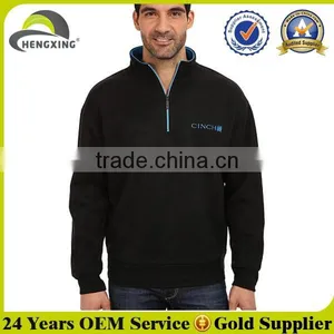Cotton Cheap Men Custom Black Zip Pullover Sweatshirt thumbnail-1
