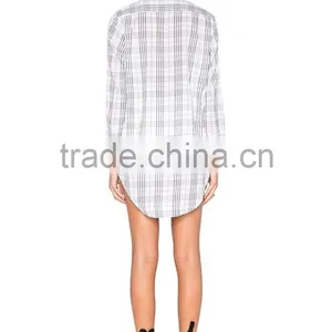 Custom Women Western Plaid Oversized Shirts Wholesale OEM Service thumbnail-3