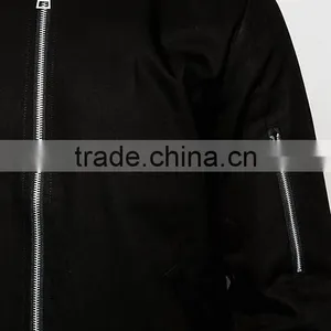 Xinlan Manufacturer High Quality New Design Durable Lightweight 100% Cotton Black Rib Cuffs Running Casual Men Bomber Jacket thumbnail-3
