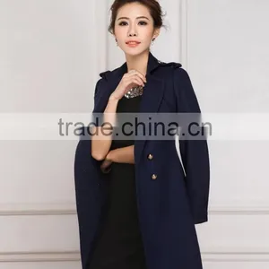 Fashional Style Lady's Overcoat. Double Breasted Navy Color Coat. L112506 thumbnail-3