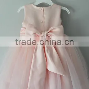 2017 Latest Design Wholesale Baby Clothes One Piece Summer Stain Cheap Children's Boutique Fashion Pink Baby Girl Wedding Dress thumbnail-4