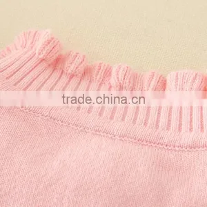 Turtleneck Collar Pink Sweaters Plain Knitted Clothes Appliqued Tiny Flower Full Sleeve Winter Garments Warm thumbnail-4