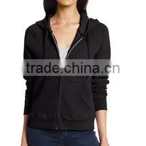 New Design Women's Ribbed-knit Cuffs and Hem Fleece Sweatshirts Zipper With Hood thumbnail-4