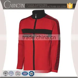 New Arrival Mock-neck Zip-up Swallow Gird Jacquard Merino Wool Sweater Men thumbnail-2