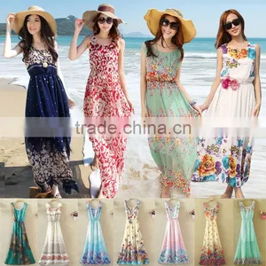 Fashion Women Long Chiffon Maxi Dress Summer Beach Dress thumbnail-1