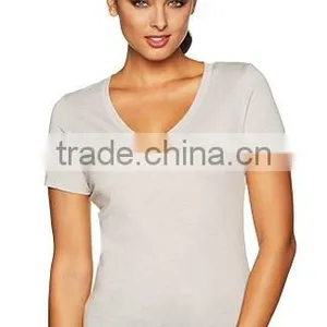 Next Level Apparel Ladies' Poly Cotton V-Neck Tee - Made From 65% Polyester and 35% Combed Cotton and Comes With Your Logo. thumbnail-1
