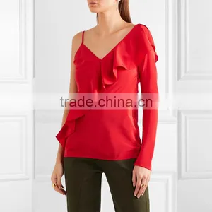 2017 Unique Design Ruffle Blouse Lady Newest Fashion Top thumbnail-4