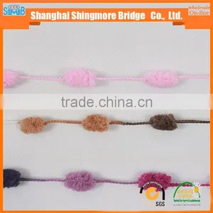 Oeko Tex Fancy Yarn Supplier Shingmore Bridge Cheap Sales High Quality Polyester Thick Yarn With Pompom thumbnail-5