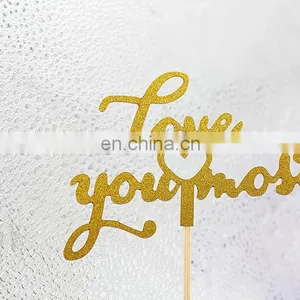 New Design Love You Most Cake Topper Wedding Cake Decorations thumbnail-3