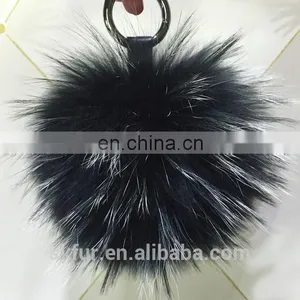 Big and Fluffy Raccoon Fur Bag Charm thumbnail-5