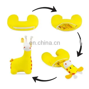 Convertible 2 in 1 Memory Foam Neck Pillow Custom Kids Stuffed Animal Soft Plush Dragon Dinosaur u Shape Travel Pillow thumbnail-6