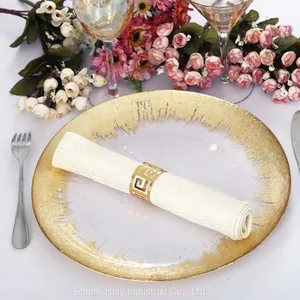 Wedding Tableware Clear Glass Charger Plates With Gold Rimed thumbnail-3