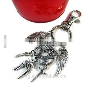 Supernatural Hexagram New Design Angle Wing Pendant Charms Keychain Keyring Wholesale thumbnail-1