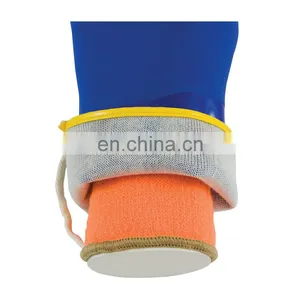 Blue Cold Resistant PVC Gloves With Sandy Finish Cotton Liner Gauntlet thumbnail-2