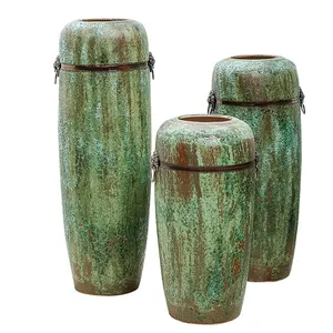 Air Bubble Glaze Modern Simple Fashion Green Large Ceramic Vase With Ring For Office Decor thumbnail-5