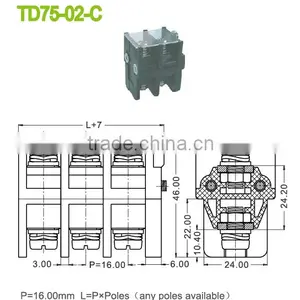Pitch 16.0mm 600V 101A Any Poles Available Perforation Terminal Blocks thumbnail-2