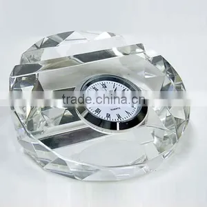 Multifuntional Crystal Clock Crystal Name Card Holder Paperweight Table Clock Round thumbnail-1