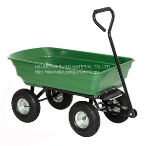 Green Dump Cart Wagon Trailer With Four Wheels thumbnail-4