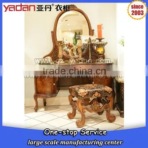 Antique Wooden Dressing Table Designs for Bedroom With Mirror and Stool Quality Choice thumbnail-1