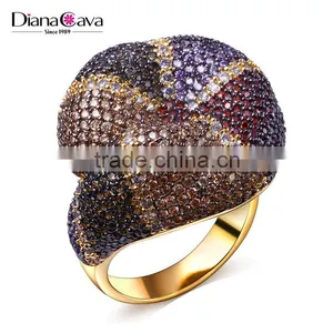 New Colorful Cubic Zirconia Pave Setting CZ Party Jewelry Trend Gold Thick Snake Ring thumbnail-1