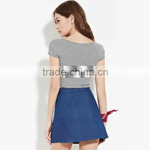 Latest Tops Designs Girls New Fashion Lady Blouse Designs With Stripe Printing thumbnail-2