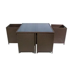 Modern PE Rattan Garden Dining Set Comfortable Portable Outdoor Dining Set Villa Used Rattan Dining Set thumbnail-1