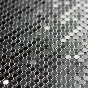 Haute Couture Shining Metal Sequins Mesh Glittering Custom Aluminum Net Fabric thumbnail-3