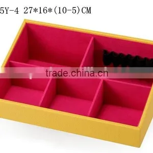 W1275Y-2 Wholesale 10'' Stackable Jewelry Display Tray Wooden Jewelry Case Leather Jewelry Tray thumbnail-3