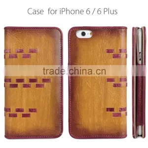 Fading&Weave Genuine Leather Cell Phone/Mobile Phone Case/Booklet for IPhone 6/6s for Lady/Women thumbnail-1