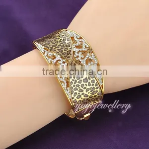 Ladies Fashion Bracelet Leopard Stylist Crystal 18k Gold Filled Cuff Bangle thumbnail-6