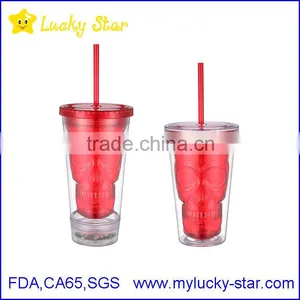 BPA Free Acrylic Double Wall 16 oz Tumblers With Straw and LED Light FDA Standard PVC or Paper Insert Mugs thumbnail-1