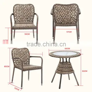 Hot Sale Outdoor French Cafe Chairs Pe Wicker Synthetic Garden Furniture Rattan Set thumbnail-6
