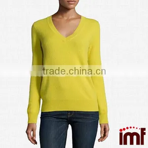 Long Sleeve Deep V Neck Cashmere Top thumbnail-1
