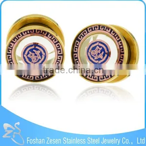 TP011374 China Manufacturer Surgical Steel Glass Ear Plug Gold Charming Body Jewelry thumbnail-3