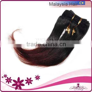 High Quality Black And Burgundy Ombre Two Tone Hair Weave/hair Weft Malaysian Hair thumbnail-1