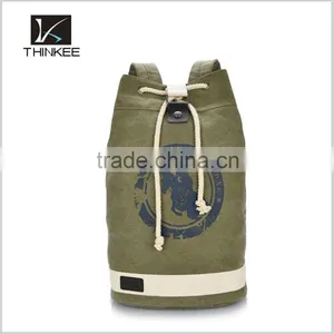 Wholesale Custom Your Logo Unisex Green Drawstring Canvas Backpack thumbnail-1