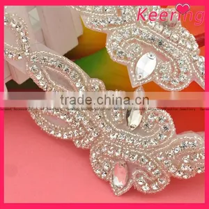 Fancy Shiny Rhinestone Appliques Iron on Sash WRA-385 thumbnail-2