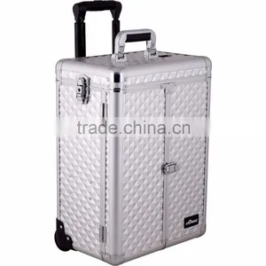 Aluminum Rolling Makeup Cosmetic Case With 2 Drawers thumbnail-3