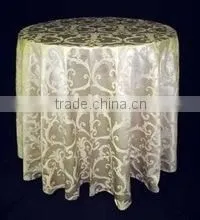 Cheap High Quality Round Polyester Jacquard Table Cloth for Wedding Banquet thumbnail-2