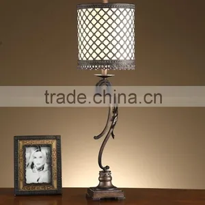 Traditional Scroll Metal Table Lamp, Openwork Metal Shade thumbnail-1