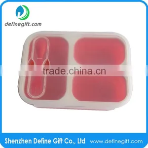 Collapsible Lunch Box Food Storage Tub With Fork for Camping Picnic thumbnail-2