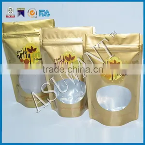 Customized Aluminum Foil Zip Stand Bag Black Color With Window for Food Pouches Printed thumbnail-3