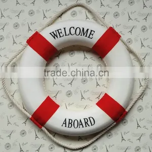 Red & White Cloth Life Ring Buoy Room Decor Nautical Welcome Aboard Ring thumbnail-1