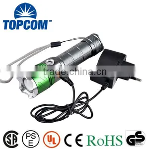 Aluminum 4 Modes Zoomable Rechargeable LED Torch Flashlight Power With 400NM Wave Band UV LED thumbnail-1