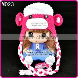 Cute Baby Crochet Beanie Animal Ears Monkey Knitted Hats thumbnail-4